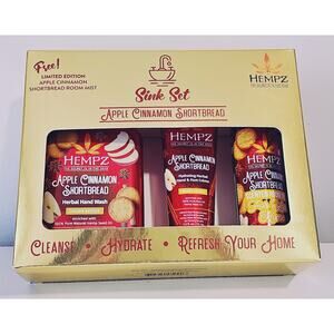 Hempz Apple Cinnamon Shortbread Hand Wash Hand Creme Room Mist Gift Set NEW